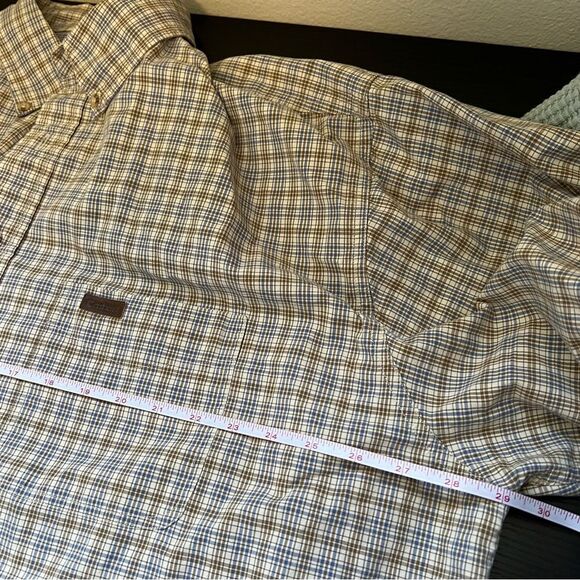 ✨ Carhartt Men’s Plaid Button Down Shirt Tan Blue 2XL Tall - Picture 9 of 10